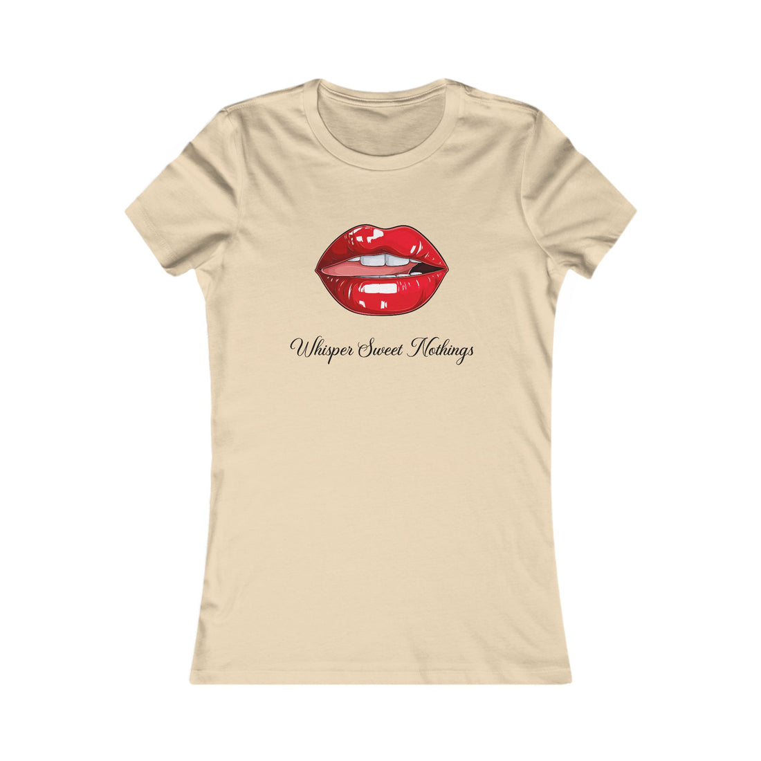 Women's Tee - Red Lip Print 'Whisper Sweet Nothings' Graphic Shirt
