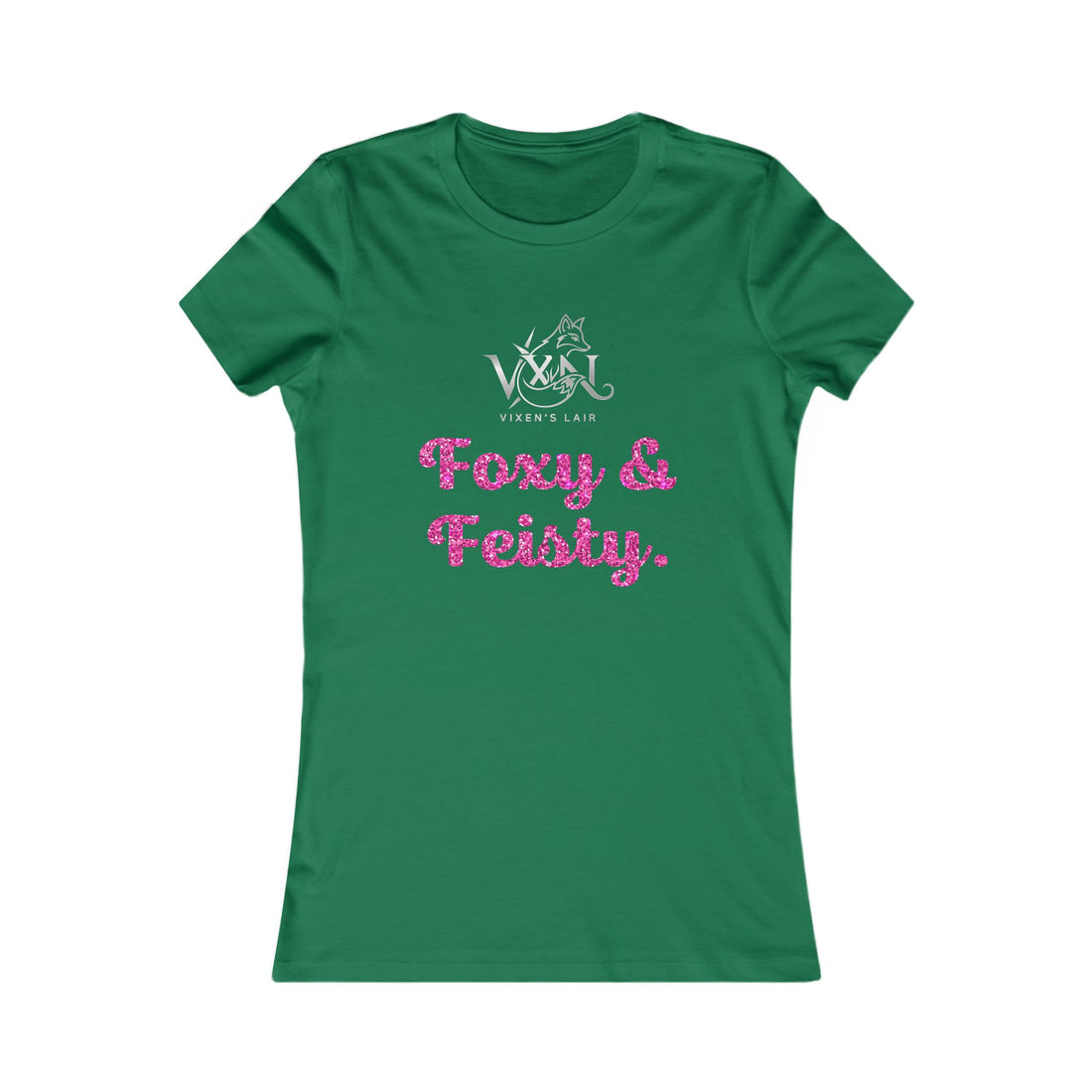 Foxy & Feisty Women's Tee — Cute Pink Glitter Script T-Shirt