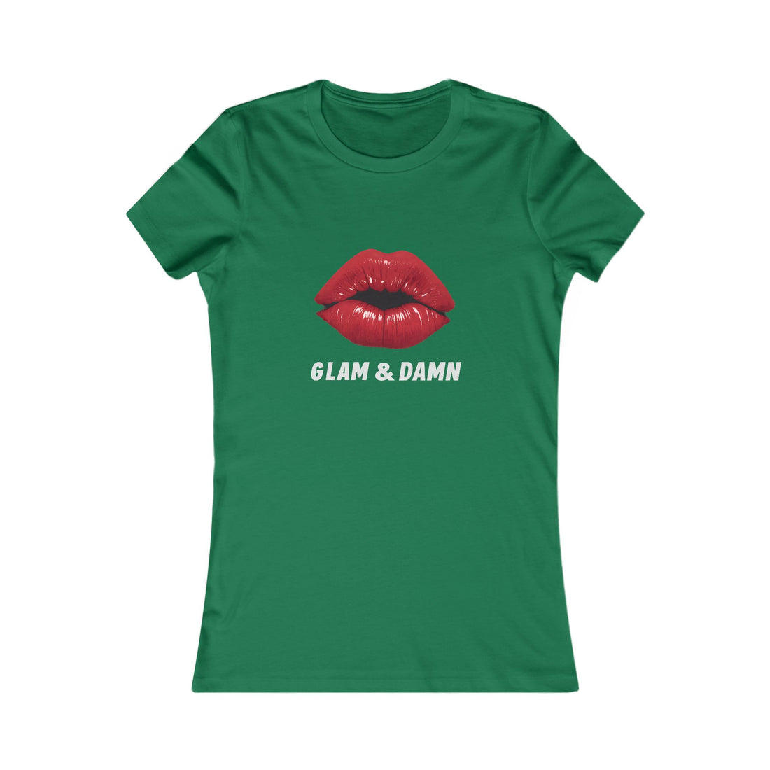 Glam & Damn Women's Tee — Red Lip Graphic Short Sleeve Shirt